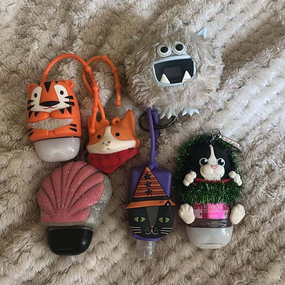 Bath & Body Works Animal-Themed Sanitizer Holders - Orange, Purple, Gray